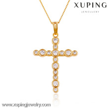 32434- Xuping Jewelry Trendy Charm Christma Gifts 18K colgante cruzado chapado en oro